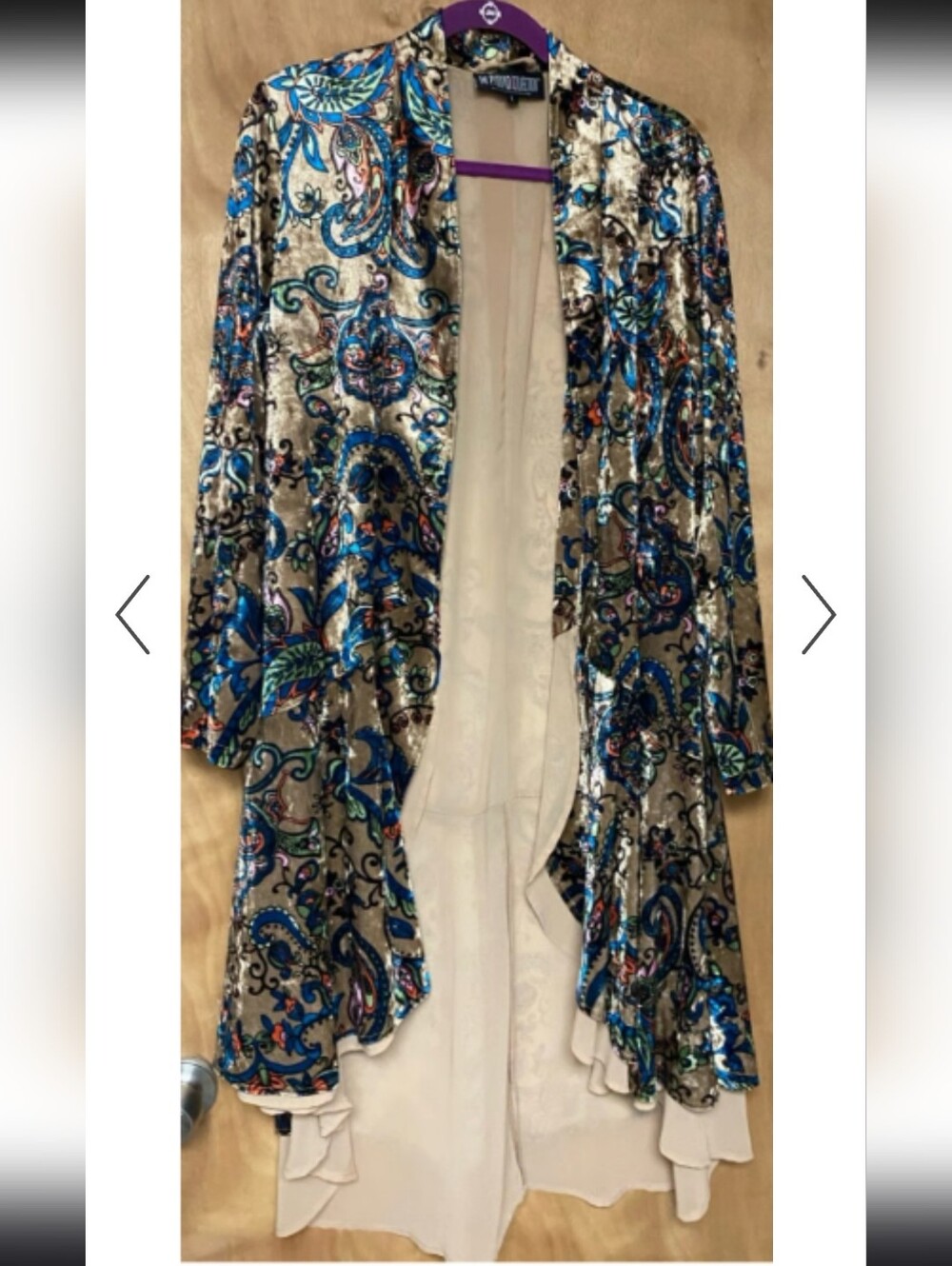 Velvet Paisley Drape Duster Jacket - XL